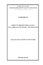 Nghiên cứu tình hình sử dụng lao động nông nghiệp tại huyện định hóa tỉnh thái nguyên