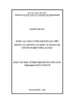 Nâng cao chất lượng đội ngũ giáo viên trong trường cao đẳng và trung cấp chuyên nghiệp tỉnh lai châu