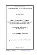 Tăng cường quản lý thuế đối với hộ kinh doanh cá thể trên địa bàn huyện tam đảo tỉnh vĩnh phúc