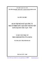 Quản trị nhân sự tại công ty trách nhiệm hữu hạn một thành viên kim loại màu bắc kạn tmc
