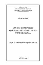 Văn hóa doanh nghiệp tại các ngân hàng thương mại ở tỉnh quảng ngãi