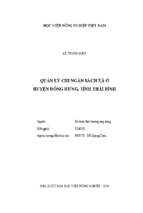 Quản lý chi ngân sách xã ở huyện đông hưng, tỉnh thái bình  
