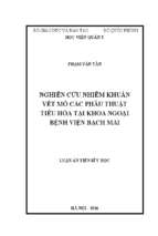 Luận án tiến sĩ nghiên cứu nhiễm khuẩn vết mổ các phẫu thuật tiêu hóa tại khoa ngoại, bệnh viện bạch mai