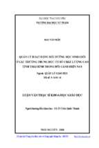 Quản lý hoạt động bồi dưỡng học sinh giỏi ở các trường trung học cơ sở chất lượng cao tỉnh thái bình trong bối cảnh hiện nay