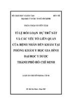 Tỉ lệ rối loạn dự trữ sắt và các yếu tốt liên quan của bẹnh nhân đến khám tại phòng khám y học gia đình đại học y dược thành phố hồ chí minh