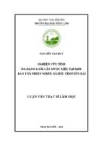 Nghiên cứu tính đa dạng loài cây dược liệu tại khu bảo tồn thiên nhiên nà hẩu tỉnh yên bái