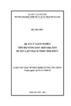 Quản lý giảm nghèo cho hộ nông dân trên địa bàn huyện lập thạch tỉnh vĩnh phúc
