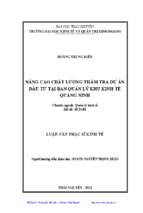 Nâng cao chất lượng thẩm tra dự án đầu tư tại ban quản lý khu kinh tế quảng ninh