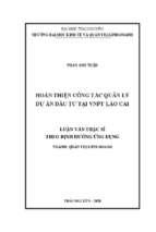 Hoàn thiện công tác quản lý dự án đầu tư tại vnpt lào cai