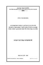 Giải pháp huy động và sử dụng nguồn vốn tín dụng nhằm phát triển kinh tế nông nghiệp nông thôn tại huyện phổ yên tỉnh thái nguyên