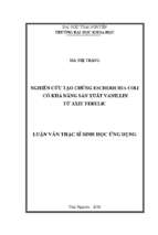 Nghiên cứu tạo chủng escherichia coli có khả năng sản xuất vanillin từ axit ferulic