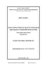 Tăng cường công tác quản lý ngân sách trên địa bàn thành phố thái nguyên