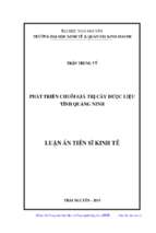 Phát triển chuỗi giá trị cây dược liệu tỉnh quảng ninh