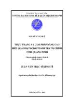 Thực trạng và giải pháp nâng cao hiệu quả hoạt động thanh tra tài chính tỉnh quảng ninh