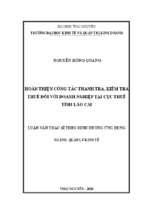 Hoàn thiện công tác thanh tra kiểm tra thuế đối với doanh nghiệp tại cục thuế tỉnh lào cai