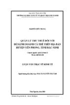 Quản lý thu thuế đối với hộ kinh doanh cá thể trên địa bàn huyện yên phong tỉnh bắc ninh