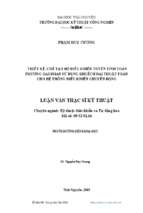 Thiết kế chế tạo bộ điều khiển tuyến tính toàn phƣơng gaussian sử dụng khuếch đại thuật toán cho hệ thống điều khiển chuyển động