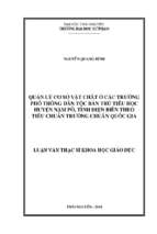 Quản lý cơ sở vật chất ở các trường phổ thông dân tộc bán trú tiểu học huyện nậm pồ tỉnh điện biên theo tiêu chuẩn trường chuẩn quốc gia