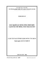 đẩy mạnh xây dựng nông thôn mới tại huyện phú bình tỉnh thái nguyên