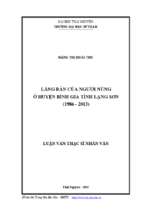 Làng bản của người nùng ở huyện bình gia tỉnh lạng sơn 1986 2013