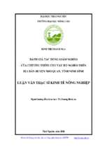 đánh giá tác động giảm nghèo của chương trình cho vay hộ nghèo trên địa bàn huyện nho quan tỉnh ninh bình