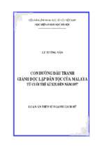 Con đường đấu tranh giành độc lập dân tộc của malaya từ cuối thế kỷ xix đến năm 1975