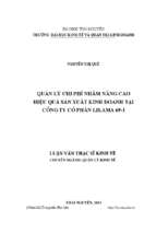 Quản lý chi phí nhằm nâng cao hiệu quả sản xuất kinh doanh tại công ty cổ phần lilama 69 1