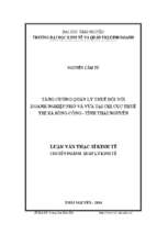 Tăng cường quản lý thuế đối với doanh nghiệp nhỏ và vừa tại chi cục thuế thị xã sông công tỉnh thái nguyên