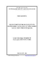 Quản lý thuế giá trị gia tăng đối với doanh nghiệp trong lĩnh vực nông nghiệp tại cục thuế tỉnh tuyên quang