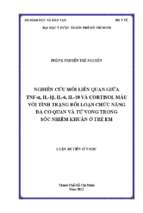 Nghiên cứu mối liên quan giữa tnf a, il 1β, il 6, il 10 và cortisol máu với tình trạng rối loạn chức năng đa cơ quan và tử vong trong sốc nhiễm khuẩn ở trẻ em