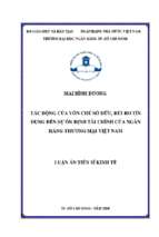 Tác động của vốn chủ sở hữu rủi ro tín dụng đến sự ổn định tài chính của ngân hàng thương mại việt nam