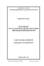 Xử lý nợ xấu tại các ngân hàng thương mại cổ phần trên địa bàn tỉnh thái nguyên