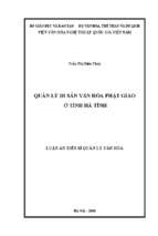 Quản lý di sản văn hóa phật giáo ở tỉnh hà tĩnh