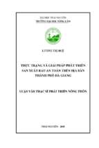 Thực trạng và giải pháp phát triển sản xuất rau an toàn trên địa bàn thành phố hà giang