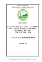 Nâng cao hiệu quả công tác chuyển quyền sử dụng đất trên địa bàn thành phố bắc ninh giai đoạn 2010 2014