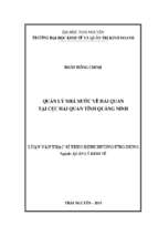 Quản lý nhà nước về hải quan tại cục hải quan tỉnh quảng ninh