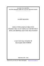 Tăng cường quản lý nhà nước về khai thác và sử dụng tài nguyên nước sông hồ trên địa bàn tỉnh thái nguyên