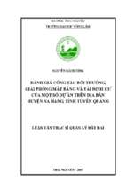 đánh giá công tác bồi thường giải phóng mặt bằng và tái định cư của một số dự án trên địa bàn huyện na hang tỉnh tuyên quang