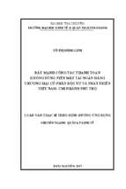 đẩy mạnh công tác thanh toán không dùng tiền mặt tại ngân hàng thương mại cổ phần đầu tư và phát triển việt nam chi nhánh phú thọ