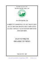 Nghiên cứu ảnh hưởng các mức đạm và mật độ cấy đến sinh trưởng phát triển giống lúa bắc thơm số 7 tại huyện điện biên đông tỉnh điện biên