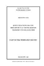 Quản lý hoạt động giáo dục theo chủ đề ở các trường mầm non thành phố uông bí quảng ninh