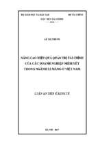 Nâng cao hiệu quả quản trị tài chính của các doanh nghiệp niêm yết trong ngành xi măng ở việt nam