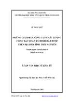 Những giải pháp nâng cao chất lượng công tác quản lý bảo hiểm xã hội bắt buộc trên địa bàn tỉnh thái nguyên