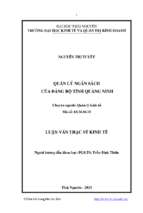 Quản lý ngân sách của đảng bộ tỉnh quảng ninh