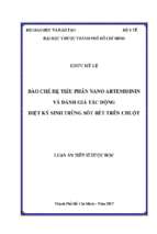 Bào chế hệ tiểu phân nano artemisinin và đánh giá tác động diệt ký sinh trùng sốt rét trên chuột.