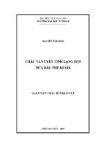 Châu văn uyên tỉnh lạng sơn nửa đầu thế kỉ xix