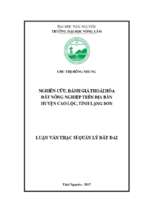 Nghiên cứu đánh giá thoái hóa đất nông nghiệp trên địa bàn huyện cao lộc tỉnh lạng sơn