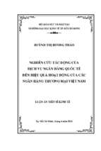 Nghiên cứu tác động của dịch vụ ngân hàng quốc tế đến hiệu quả hoạt động của các ngân hàng thương mại việt nam