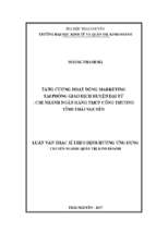 Tăng cường hoạt động marketing tại phòng giao dịch huyện đại từ chi nhánh ngân hàng tmcp công thương việt nam tỉnh thái nguyên