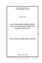 Quản lí hoạt động truyền thông tại các cơ sở giáo dục thành viên đại học thái nguyên